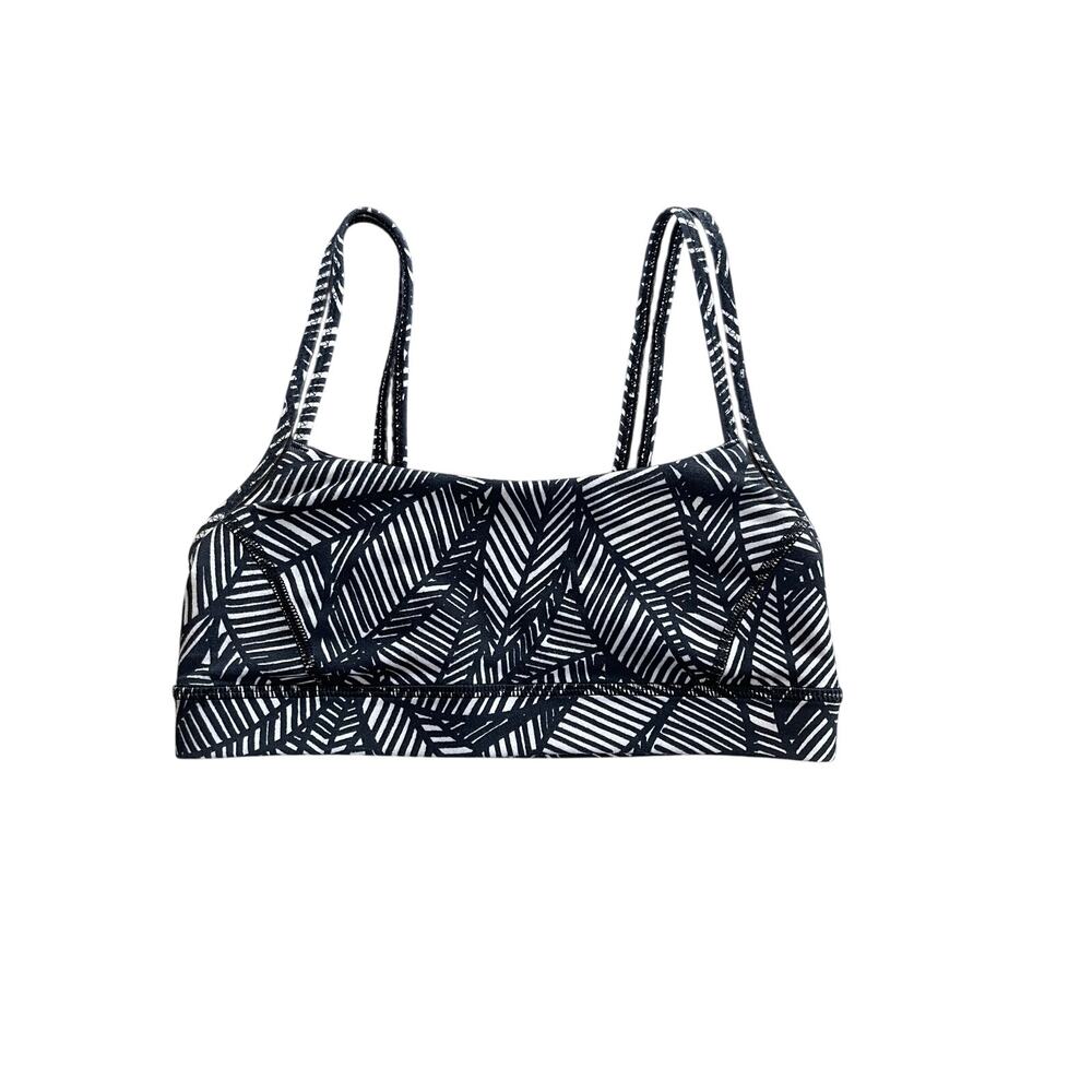 Lululemon Straight up Sports Bra Banana Leaf White Black size 2